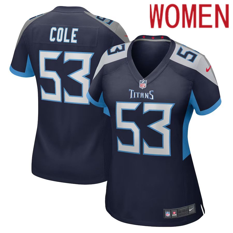 Women Tennessee Titans #53 Dylan Cole Nike Navy Game Player NFL Jersey